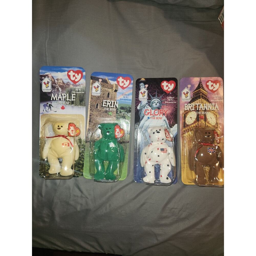 TY Beanie Babies Mcdonalds International Bears Set Of (4) With Errors RARE NIB